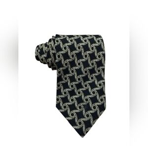 Valentino Tie 100% Silk Men’s tie Geometric design gold/black/grey EUC